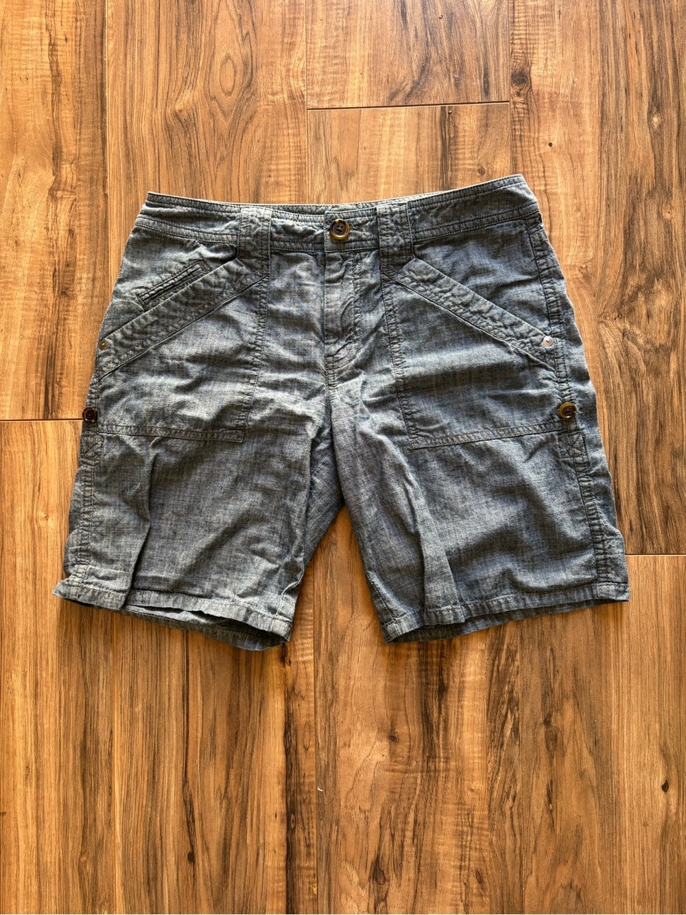 Martin + Osa 100% Cotton Gray Utility Shorts Textured Twill with Pockets Size 2